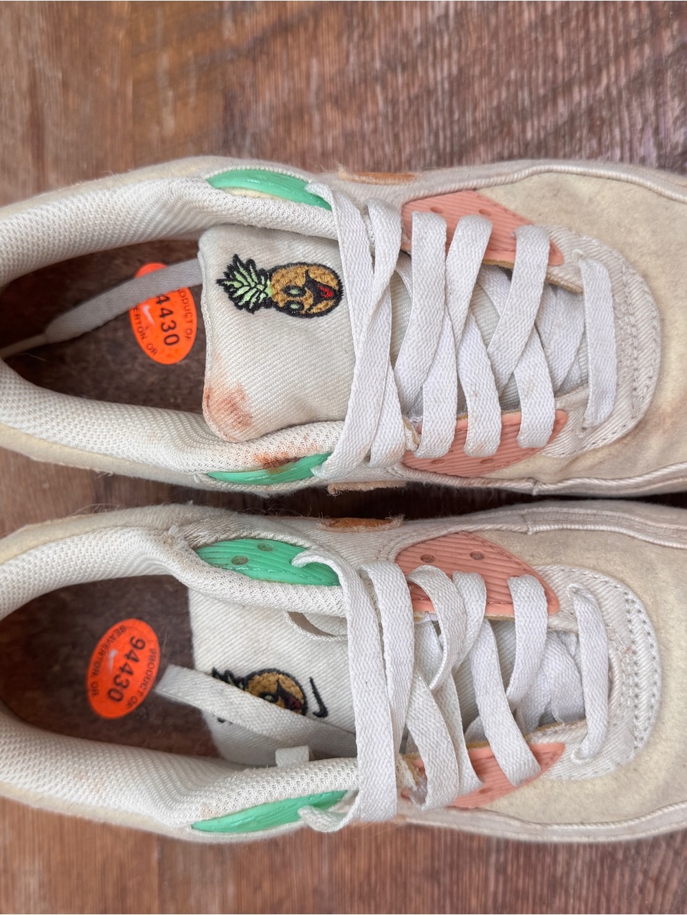Nike Cream Canvas Low-Top Sneaker with Peach & Mint Accents